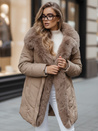 Damen Winterjacke MORISIO lang gesteppt mit Kapuze beige Dstreet TY5183