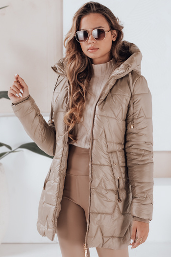 Gesteppte Winterjacke für Damen mit Kapuze in camel Dstreet TY5091