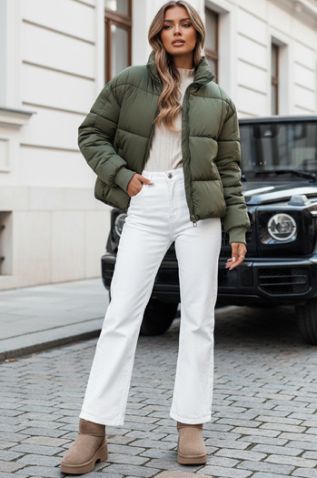 Kurze Damen-Winter-Steppjacke VIBEGIRL grün Dstreet TY4946