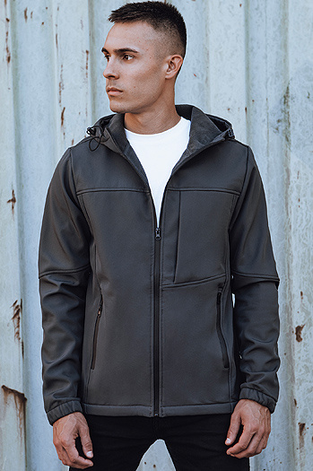 Herren Softshell-Übergangsjacke mit Kapuze dunkelgrau Dstreet TX4816