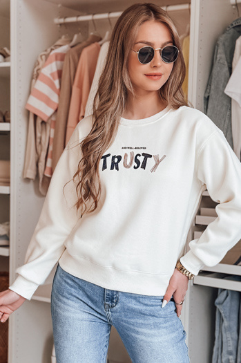 Damen Sweatshirt in Übergröße mit Stickerei SOFTRUS ecru Dstreet BY1411