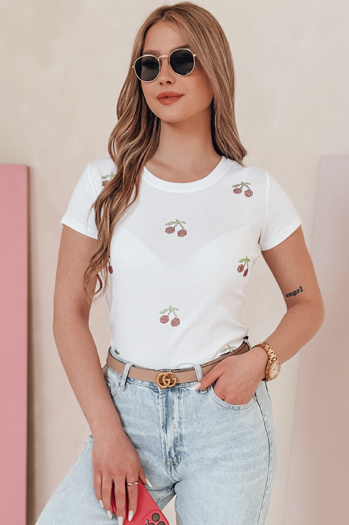 Damen CHERRYDUST Kirsche weißes T-Shirt Dstreet RY2853