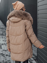 Damen Winterjacke MORISIO lang gesteppt mit Kapuze dunkelbeige Dstreet TY4701