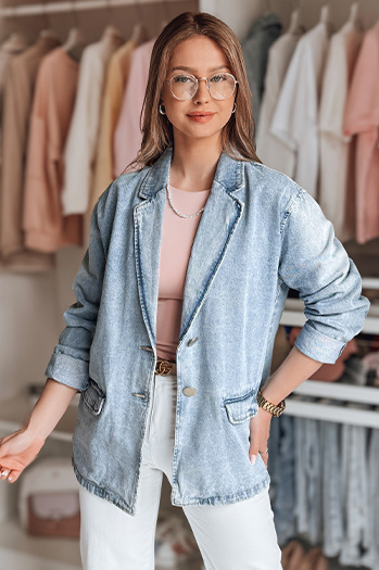 Damen-Jeansjacke in Übergröße RUNAWAY blau Dstreet TY4906