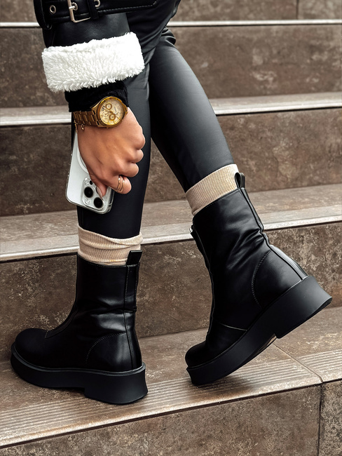 Damen NAVARIIN kurze schwarze Stiefel Dstreet ZY0535