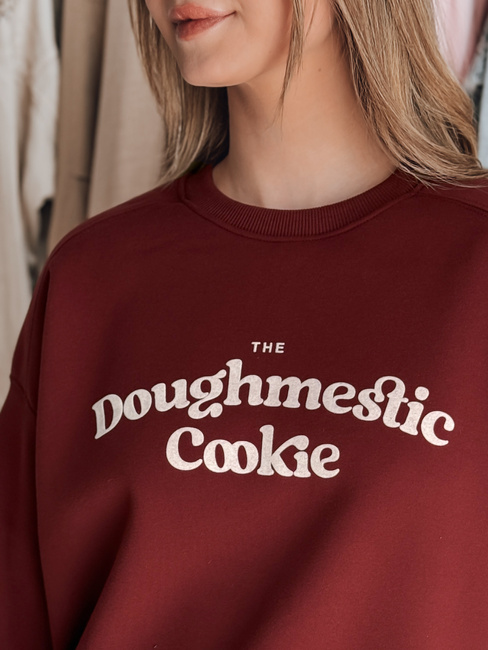 Damen Sweatshirt in Übergröße mit COOKIES Druck kastanienbraun Dstreet BY1445
