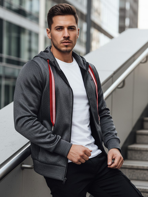Herren Kapuzenpulli dunkelgrau Dstreet BX5859