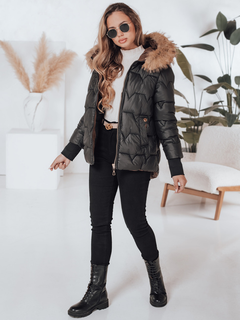 Damen Winterjacke SNOWMISS gesteppt schwarz mit Kapuze Dstreet TY4999