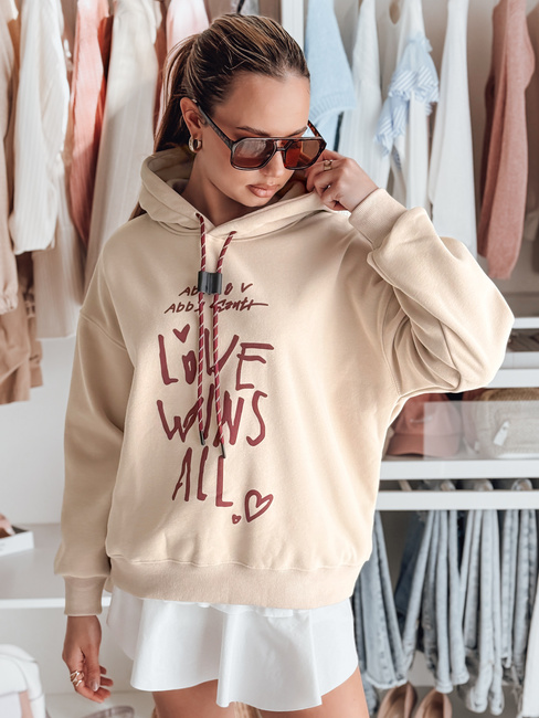 Damen-Kapuzenpullover LOVEWILL beige Dstreet BY1471