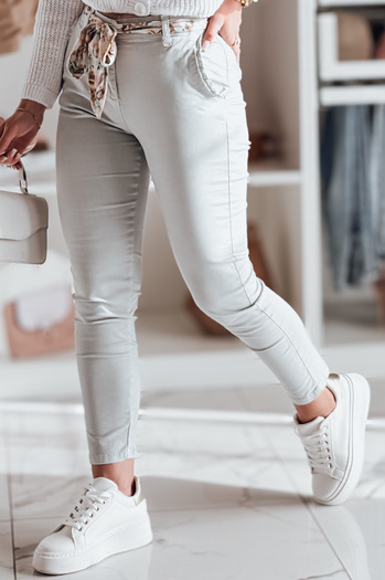 Damen Stoff Chinos mit Gürtel ROSSALI hellgrau Dstreet UY2534