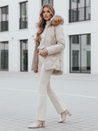 Damen Winterjacke LUMORE gesteppt mit Kapuze hellbeige Dstreet TY5012