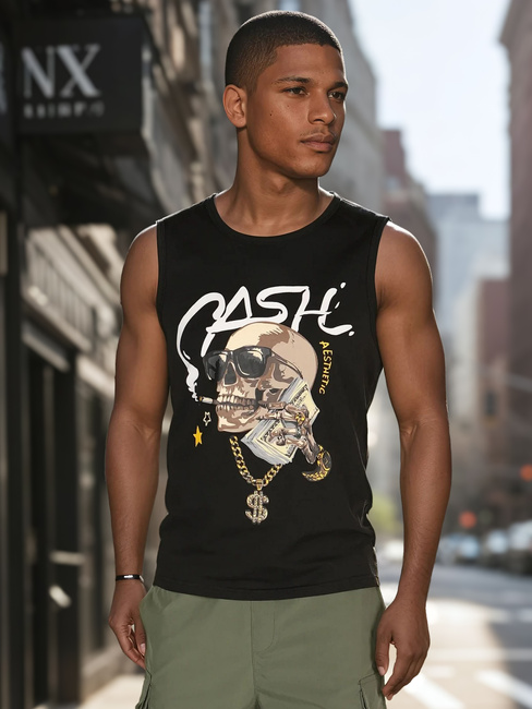 Männer ärmelloses T-Shirt schwarz Dstreet RX5653