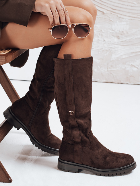Braune Damenstiefel aus Wildleder Dstreet ZY1142