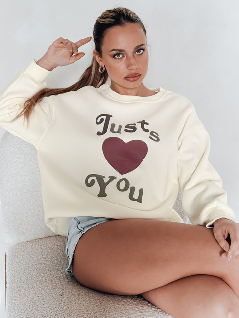 Damen Oversize bedrucktes Sweatshirt FEELME beige Dstreet BY1476