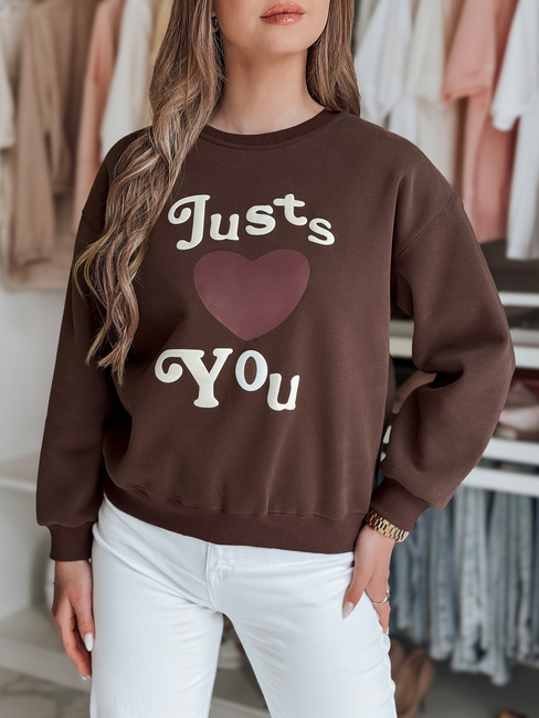 Damen Sweatshirt in Übergröße bedruckt JUST LOVE YOU braun Dstreet BY1477