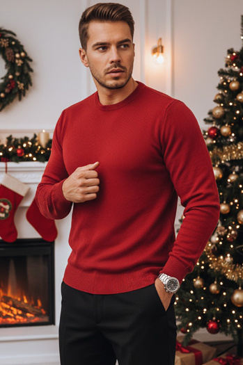 Klassischer burgunderroter Pullover für Männer Dstreet WX1933z