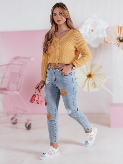 Damen Denim Slim Fit Floral Hose FLORENSSO blau Dstreet UY2467