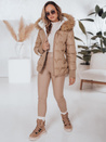 SNOWMISS Damen Winterjacke gesteppt beige mit Kapuze Dstreet TY5000