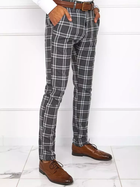 Herren Chinohose Kariert Dunkelgrau Dstreet UX3776
