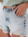 Damen Denim-Shorts mit Zirkonen LIKE A STAR blau Dstreet SY0472