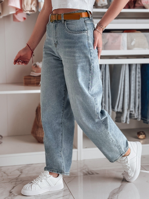 Damen Denim Baggy Hose mit Gürtel NEWFLOVER blau Dstreet UY2458