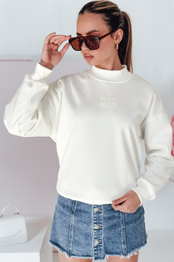 Damen Sweatshirt in Übergröße mit LOVASON Aufnäher ecru Dstreet BY1421