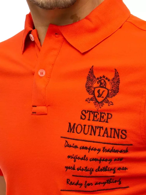 Herren Poloshirt mit Stickerei Koralfarben Dstreet PX0477