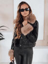 Damen Leder Ramones Jacke mit Pelz schwarz Dstreet TY5206