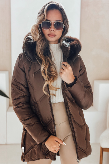 Damen Winterjacke LOVEINSIDE gesteppt mit Fell braun Dstreet TY5052