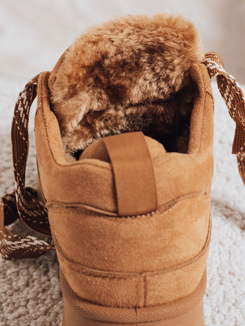 Damen pelzigen Plattform Turnschuhe camel Dstreet ZY1068