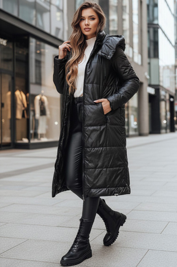 Damen Übergangsjacke ORVITA gesteppt mit Kapuze schwarz Dstreet TY5024z