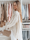 Damen Oversize-Shirt mit längerem Rücken SAMONE in beige und weiß gestreift Dstreet DY0463