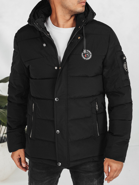 Herren Steppwinterjacke mit Kapuze schwarz Dstreet TX5055