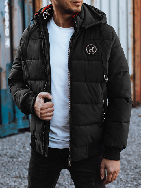 Herren Steppwinterjacke mit Kapuze schwarz Dstreet TX4948