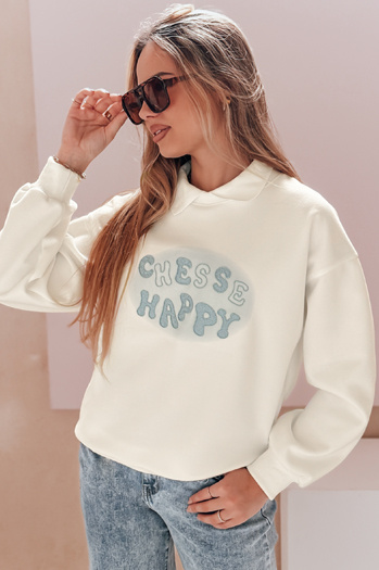 Damen Sweatshirt in Übergröße bedruckt HAPIRES weiß Dstreet BY1484