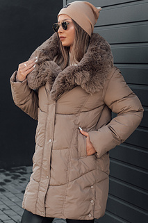 Damen Winterjacke MORISIO lang gesteppt mit Kapuze dunkelbeige Dstreet TY4701