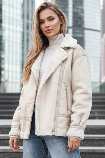 Damen Schafsfell Ramones Jacke beige Dstreet TY5245z