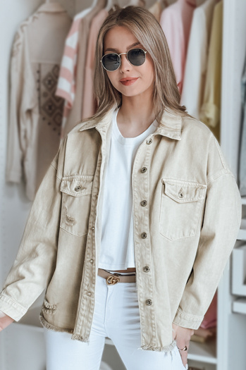 Damen-Jeansjacke in Übergröße JUSTDEM beige Dstreet TY4908