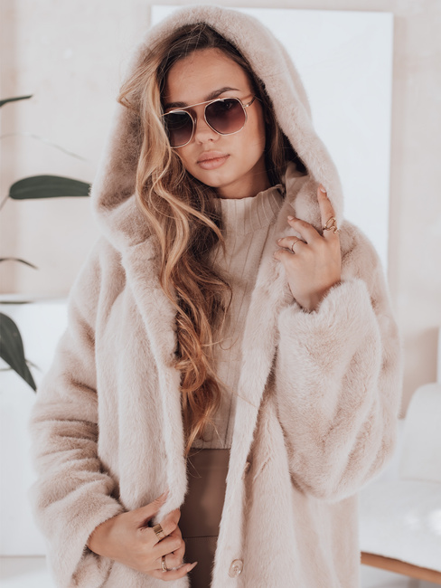 Damen Pelzmantel HELLOCHIC lang beige Dstreet TY4987