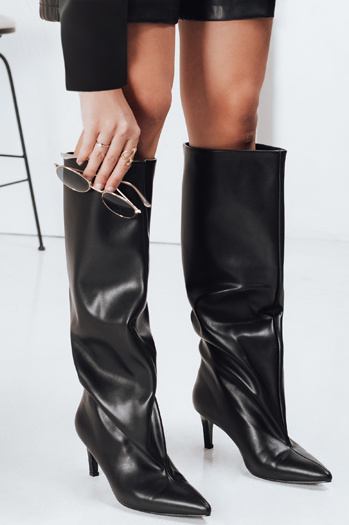 Damenstiefel mit breitem Schaft schwarz Dstreet ZY1042