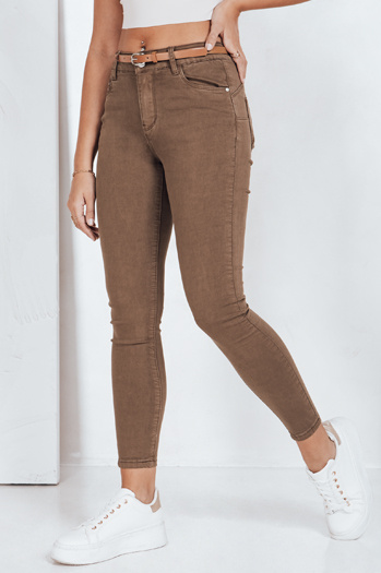 Damen Skinny Hose mit Gürtel VIVASKIN braun Dstreet UY2745