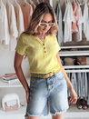 Damen Einheitsgröße gerippte Bluse KISS LOOK gelb Dstreet RY2839