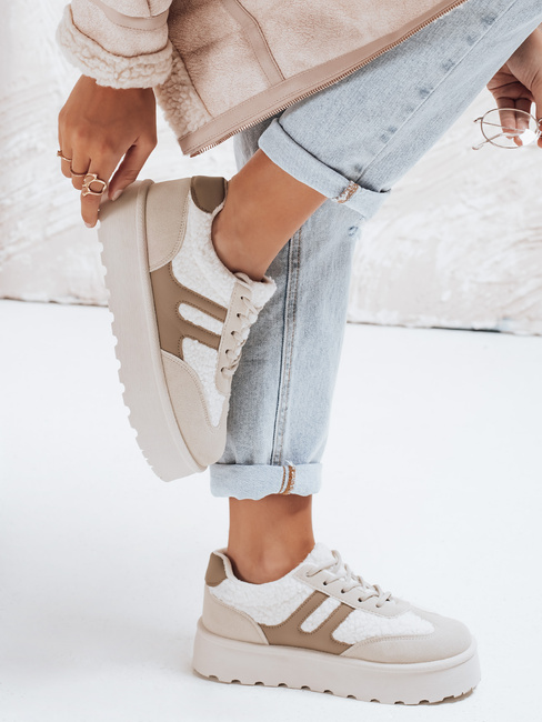 Frauen isolierte Plattform Turnschuhe beige Dstreet ZY1080