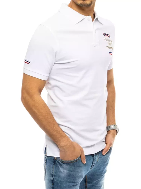 Herren Poloshirt mit Stickerei Weiß Dstreet PX0436
