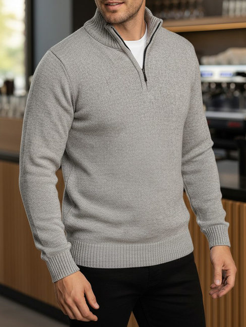 Herren Pullover mit Stehkragen hellgrau Dstreet WX2350