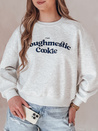Damen Sweatshirt in Übergröße mit COOKIES Druck hellgrau Dstreet BY1444