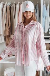 Damen Oversize-Shirt mit längerem Rücken SAMONE in rosa und weiß gestreift Dstreet DY0462