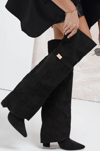 Damen Wildleder schwarz Stiefel Dstreet ZY1150