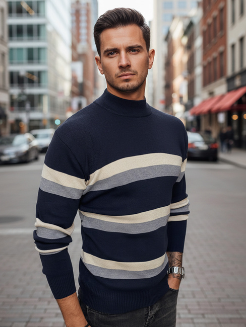 Herren Gestreifte Pullover Farbe Dunkelblau DSTREET WX2126