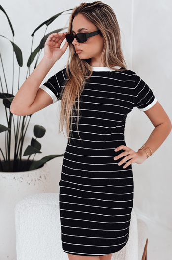 Gestreiftes Minikleid für Frauen FITLINES schwarz Dstreet EY2584